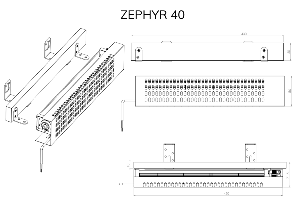 Wentylator podgrzejnikowy ZEPHYR 40 - rysunek techniczny