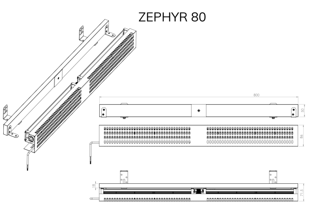 Wentylator podgrzejnikowy ZEPHYR 80 - rysunek techniczny
